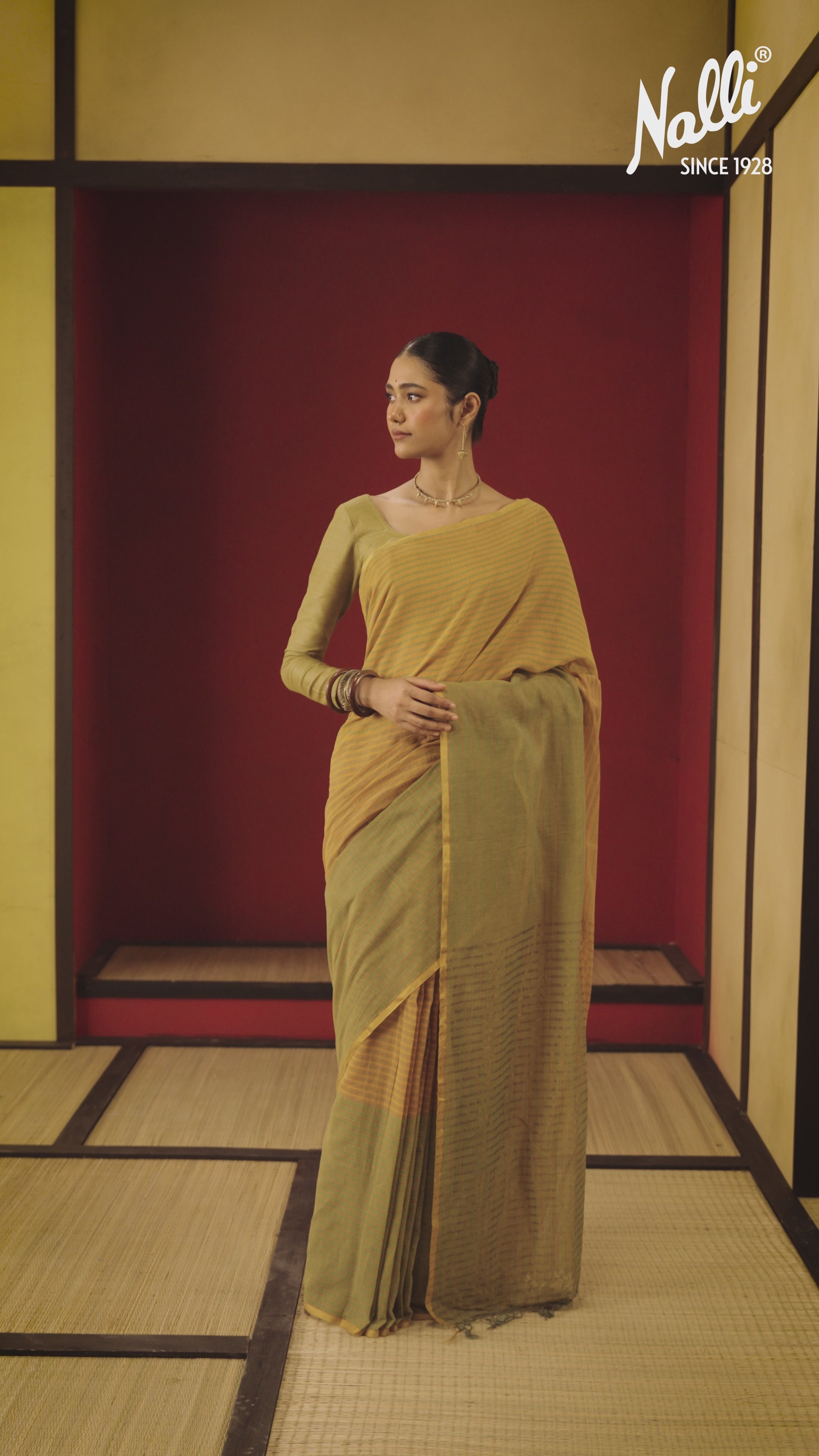 Fiza-Olive Green Cotton Saree