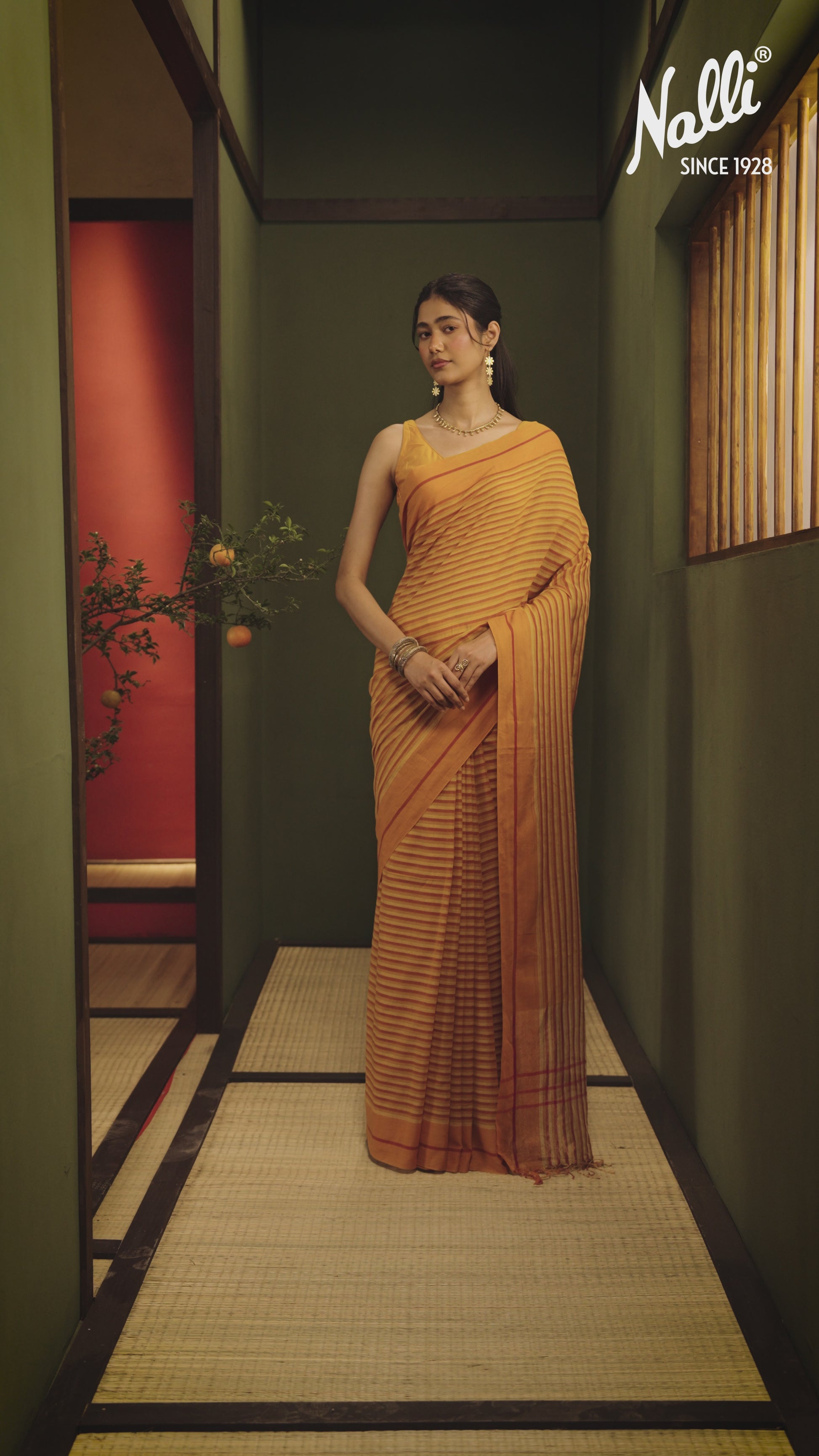 Aamras-Mustard Yellow Cotton Saree