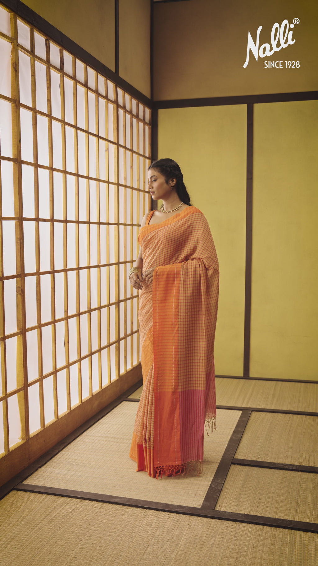 Patang-Orange Cotton Saree