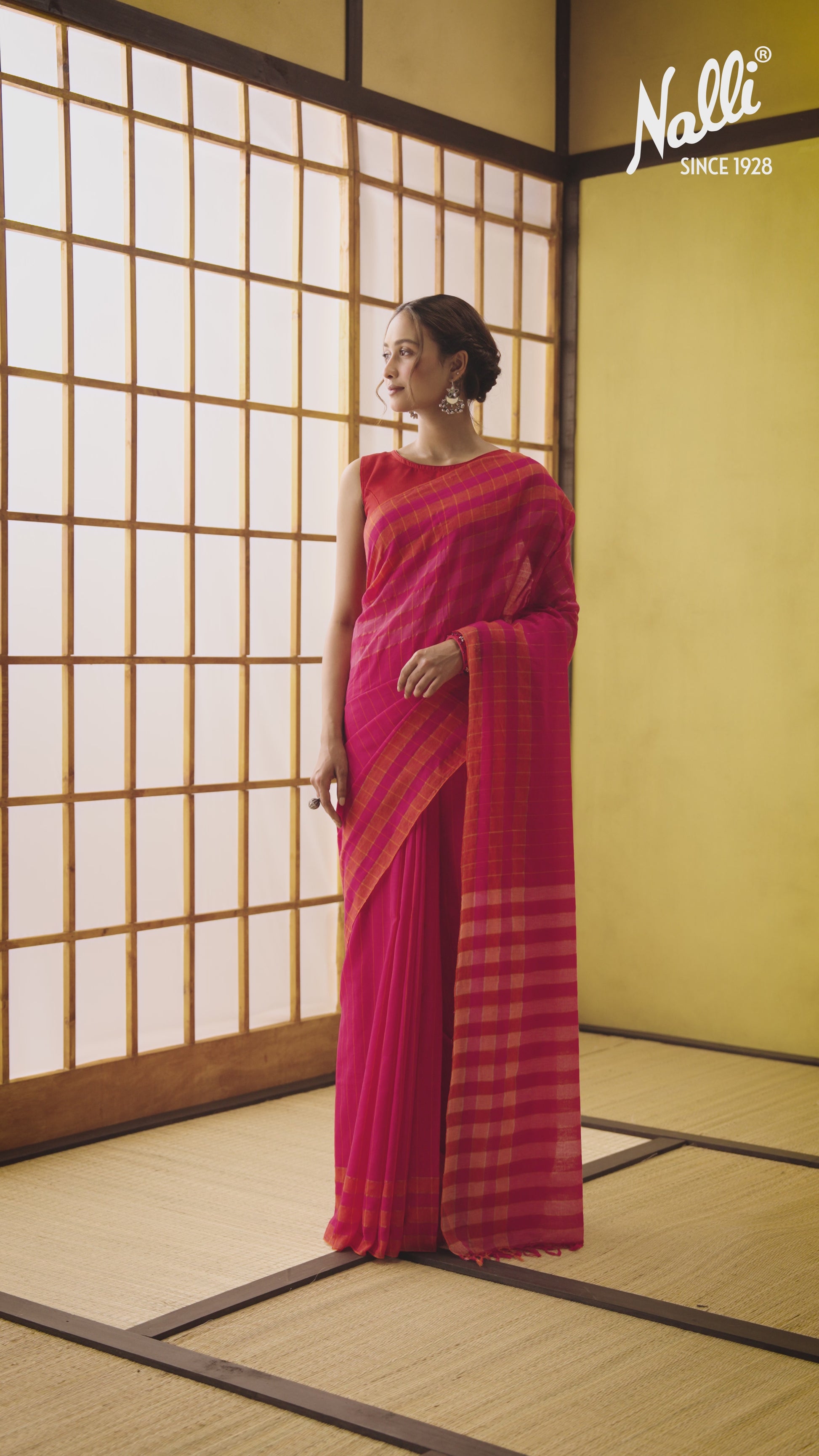 Kuhu-Hot Pink Cotton Saree