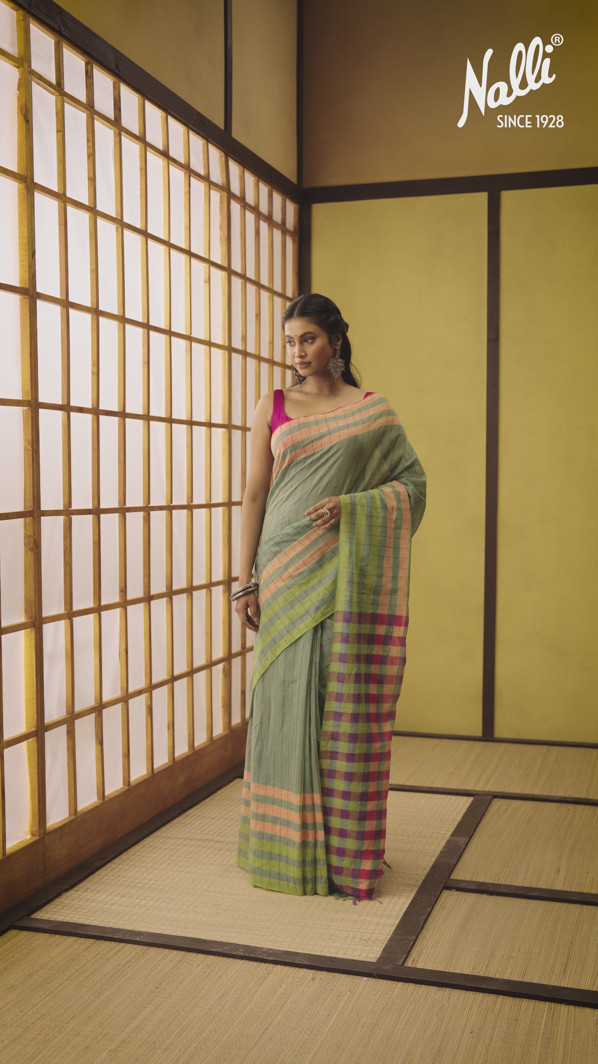 Kuhu-Mint Green Cotton Saree