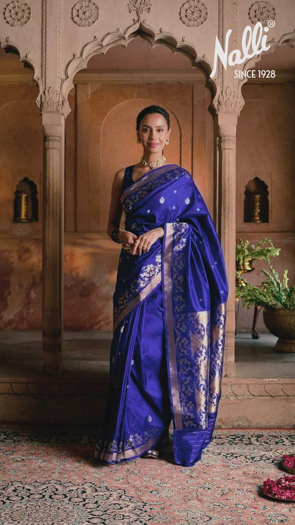 Gul- Royal Blue Banarasi Katan Silk Saree