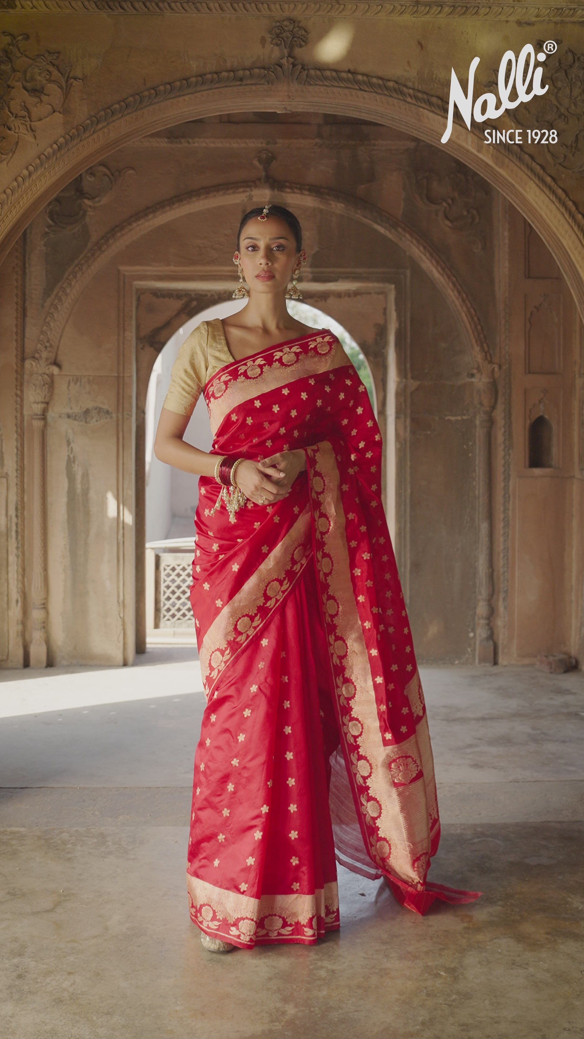Gulal-Maroon Banarasi Katan Silk Saree