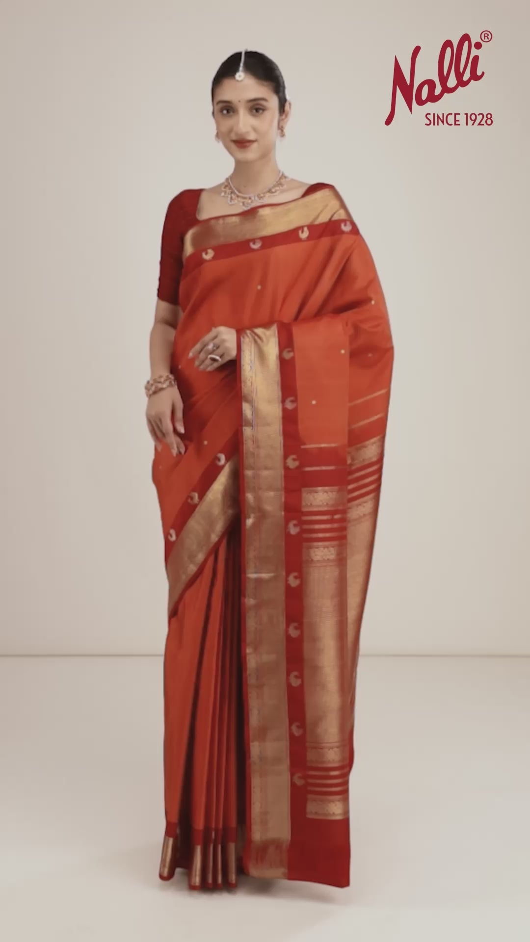 Leela-Pure Silk Rust Orange Kanchipuram Saree