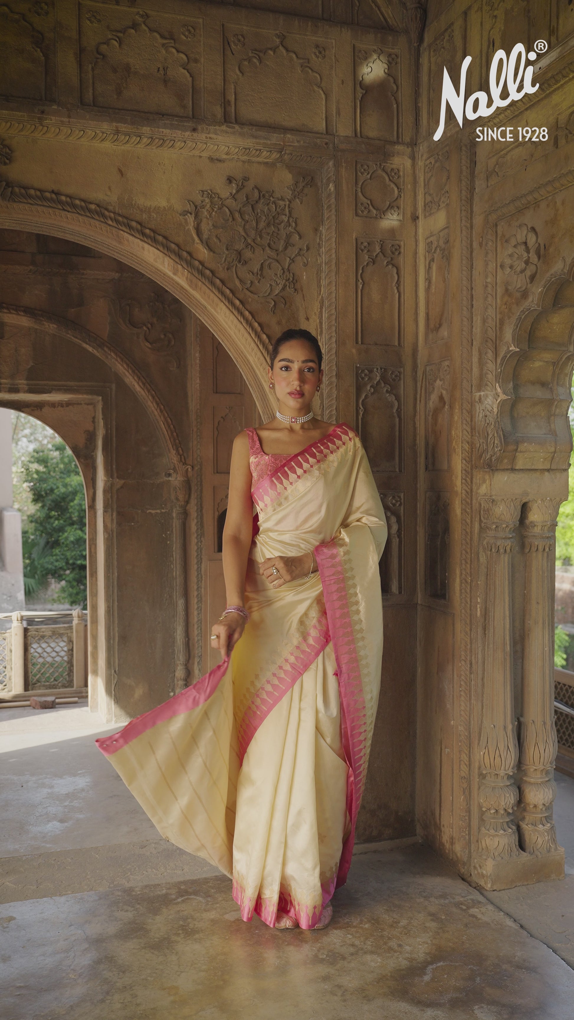 Mahima - Ivory Cream Banarasi Silk Saree