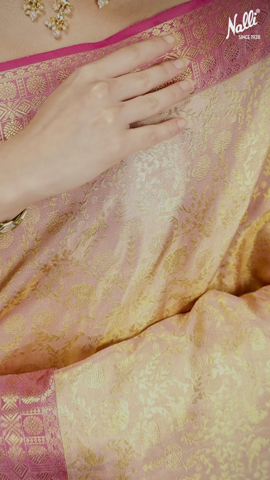 Ridhi-Rose Gold Kanchipuram Tissue Silk Saree