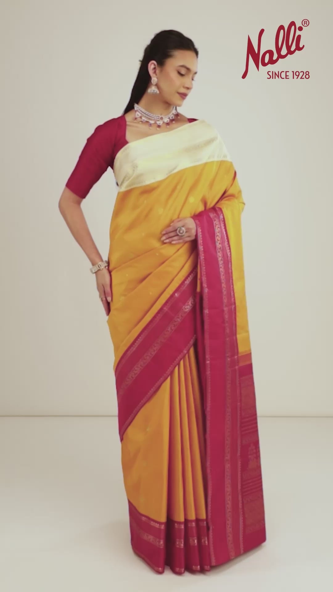 Swarna-Pure Silk Marigold Yellow Kanchipuram Saree