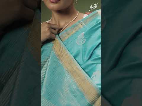 Pomegrante Poetry-Blue Bhagalpuri Tussar Silk Saree