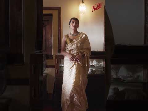 Pamposh Petite Beige Katan Banarasi Banarasi Saree