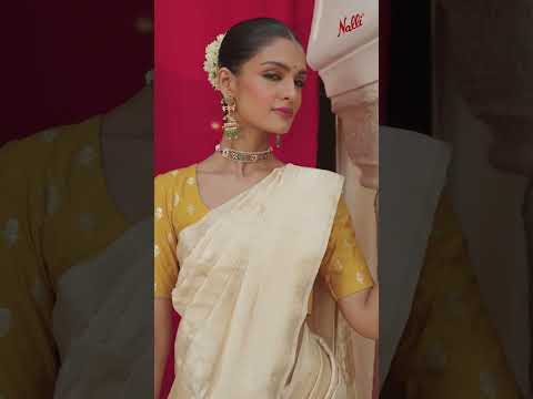 Priyasambad-Cream Banarasi Silk Saree