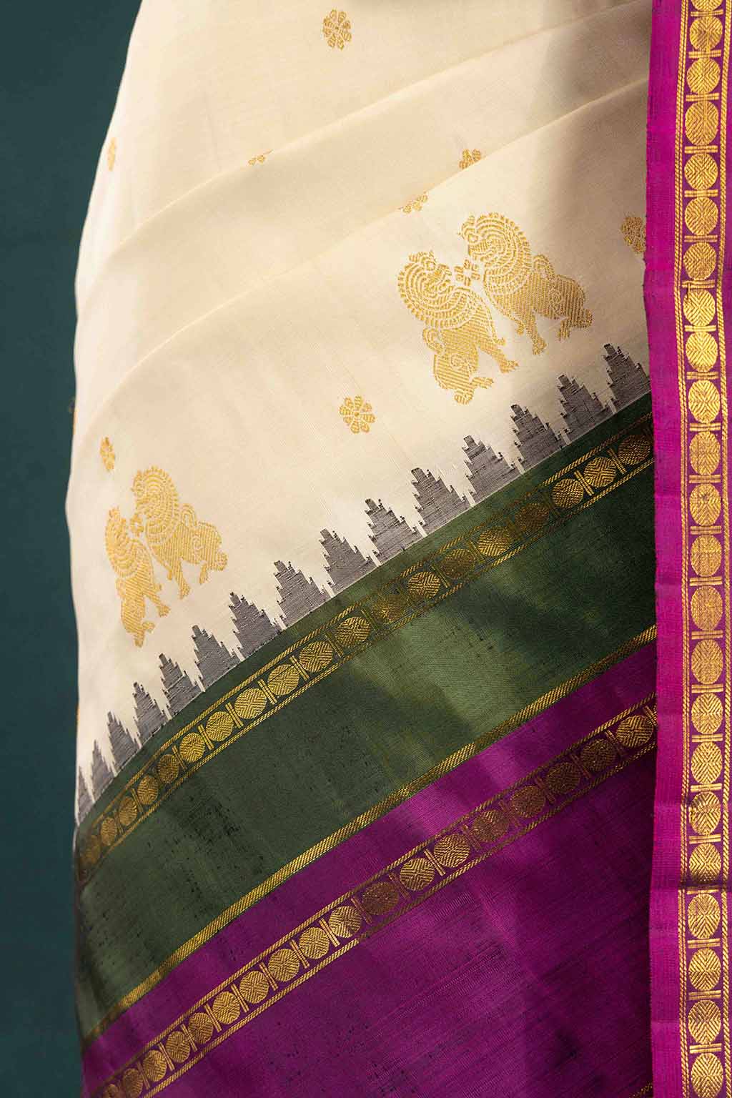 Gauri-Off White Kanchipuram Silk Saree