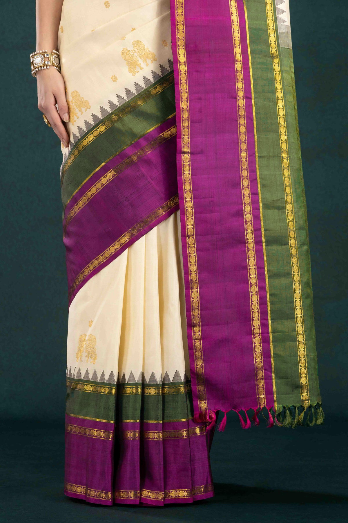 Gauri-Off White Kanchipuram Silk Saree