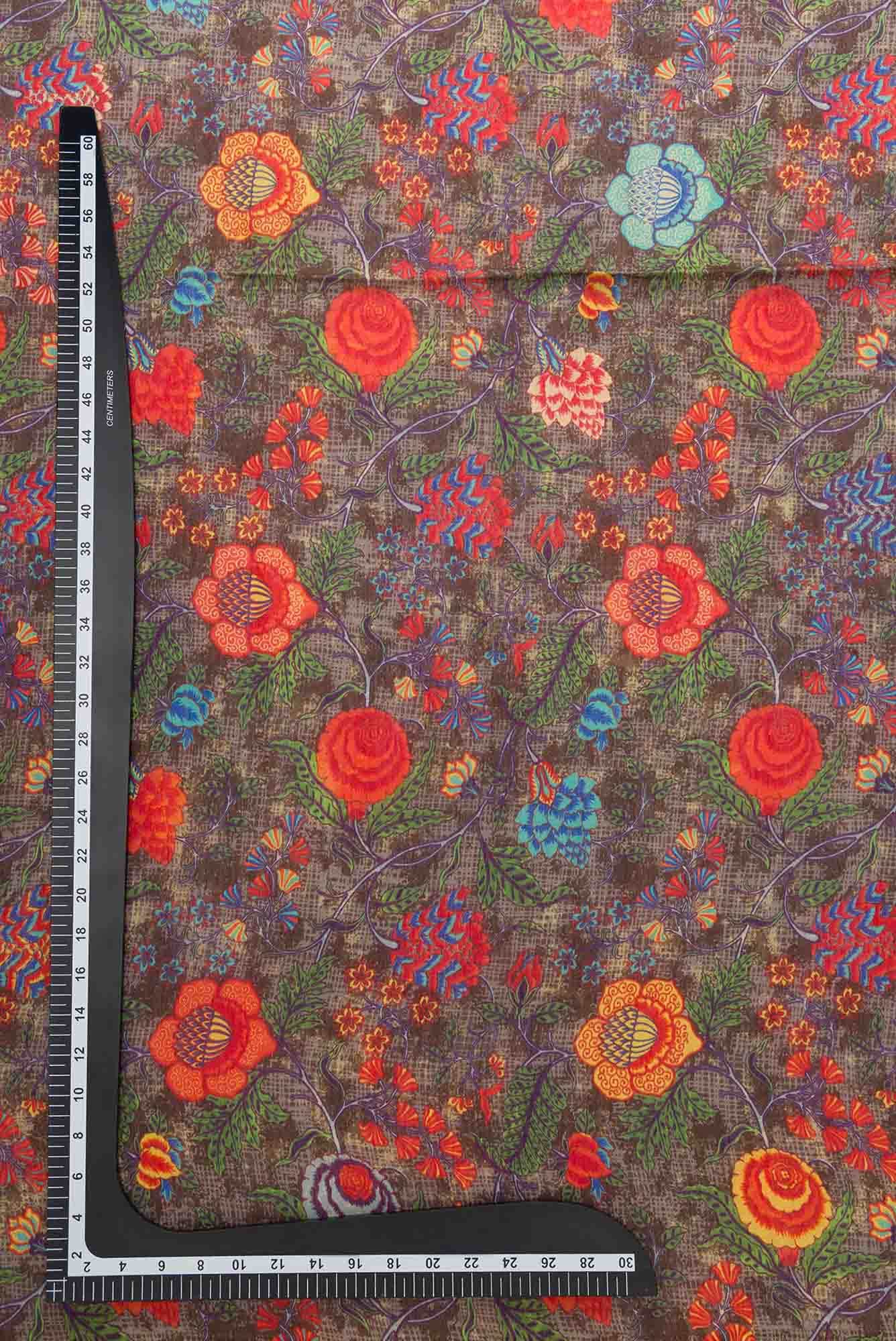 Brown Tussar Silk Dress Material