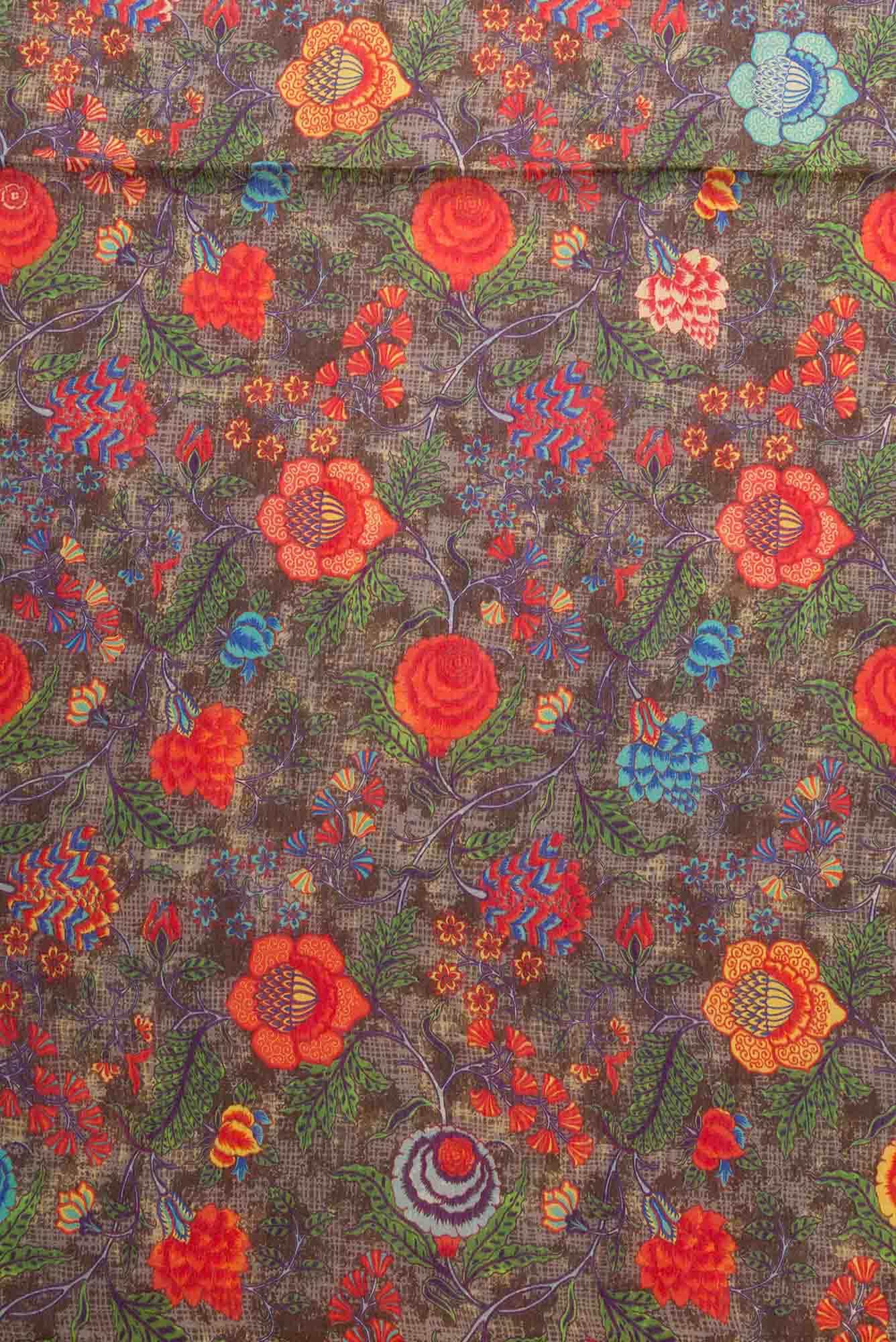 Brown Tussar Silk Dress Material