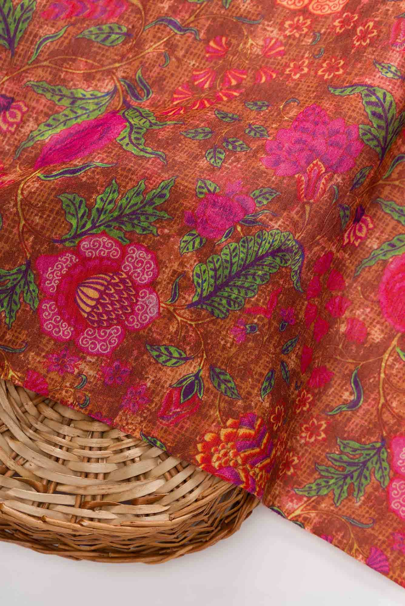 Maroon Tussar Silk Dress Material