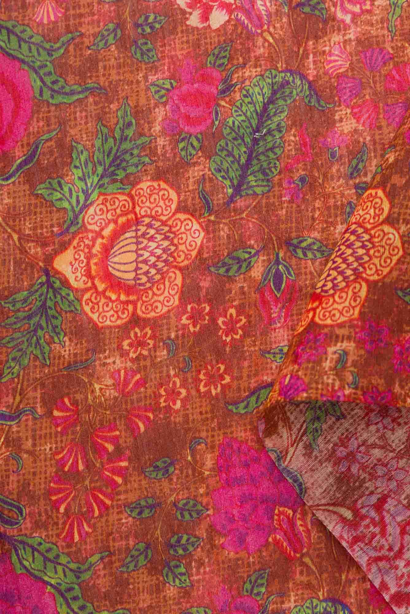 Maroon Tussar Silk Dress Material