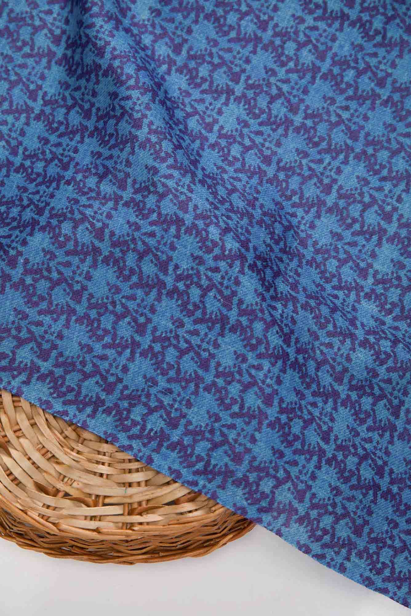 Blue Chanderi Silk Dress Material