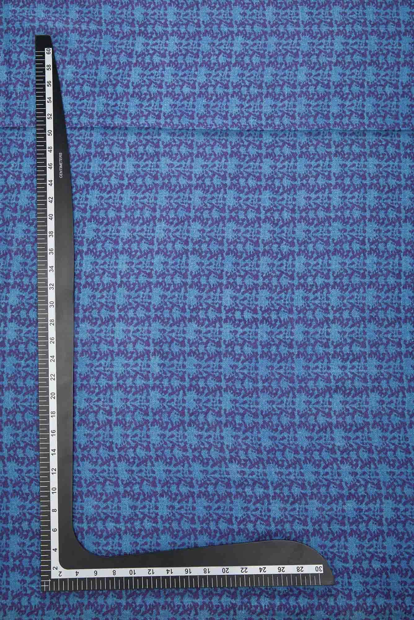 Blue Chanderi Silk Dress Material