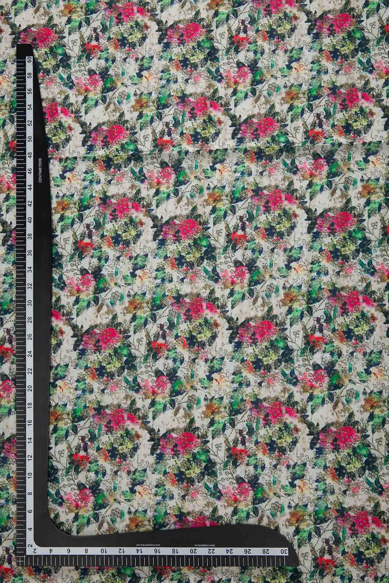 Off White Chanderi Silk Dress Material
