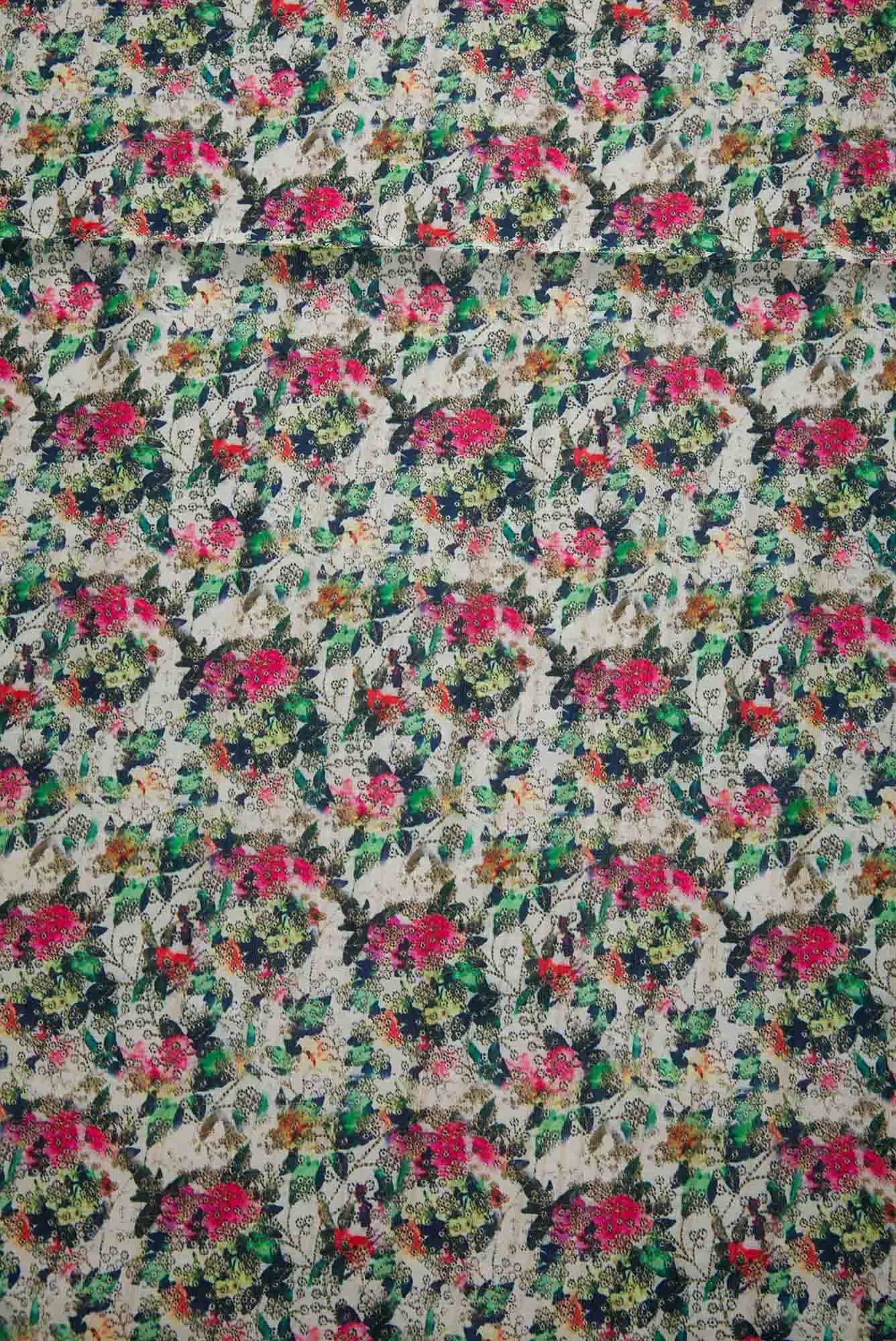 Off White Chanderi Silk Dress Material