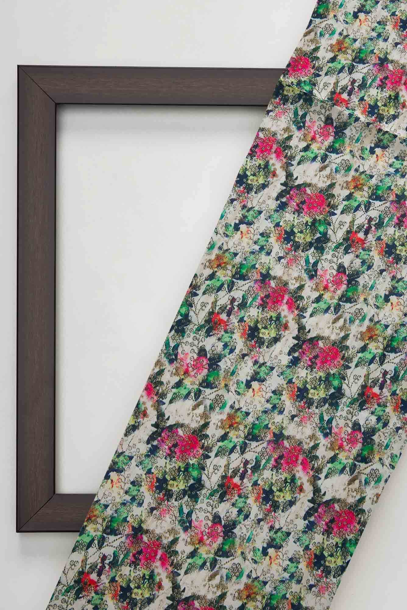 Off White Chanderi Silk Dress Material