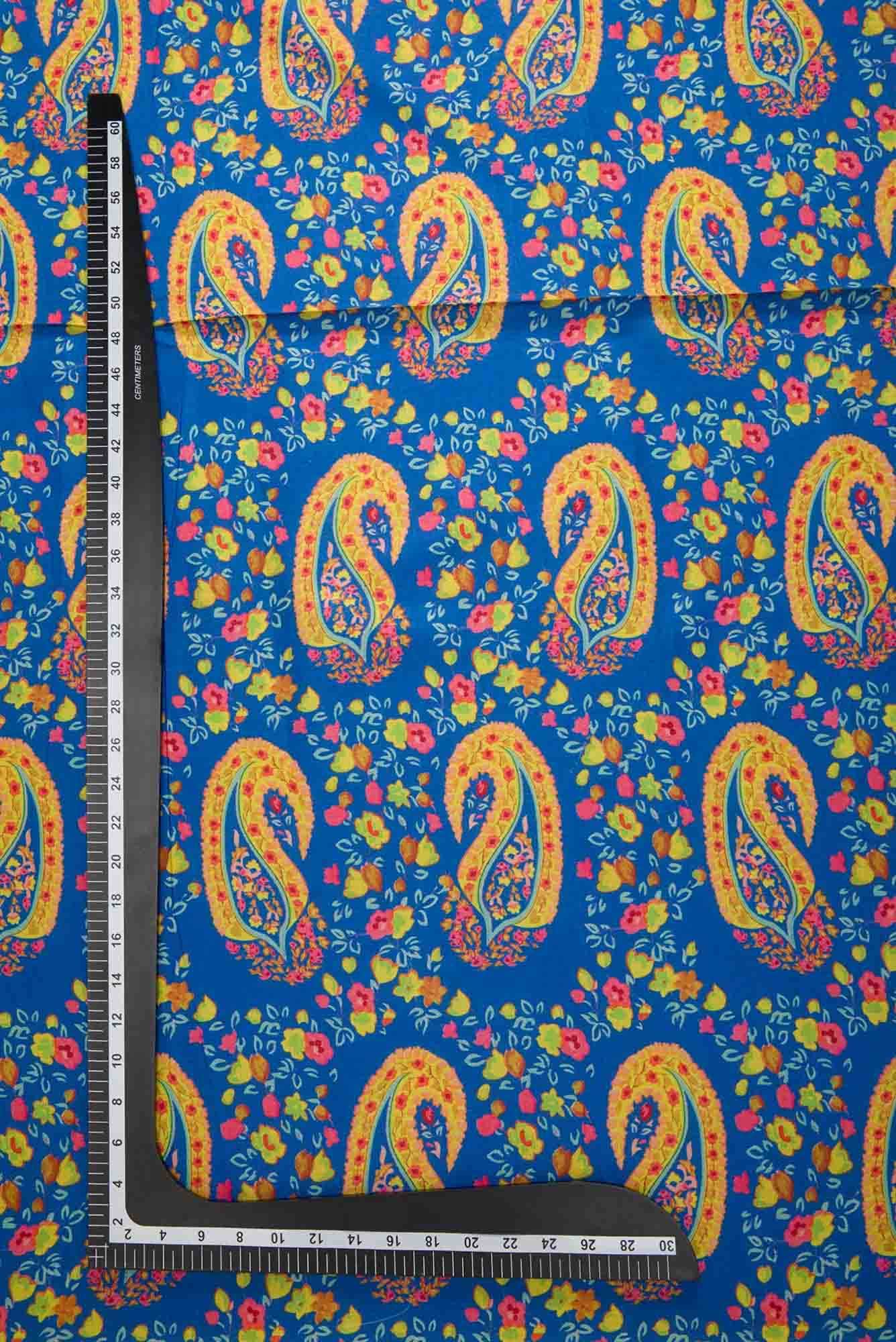 Royal Blue Blended Raw Silk Dress Material