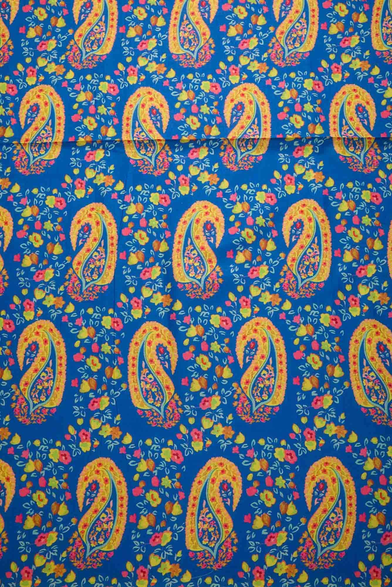Royal Blue Blended Raw Silk Dress Material