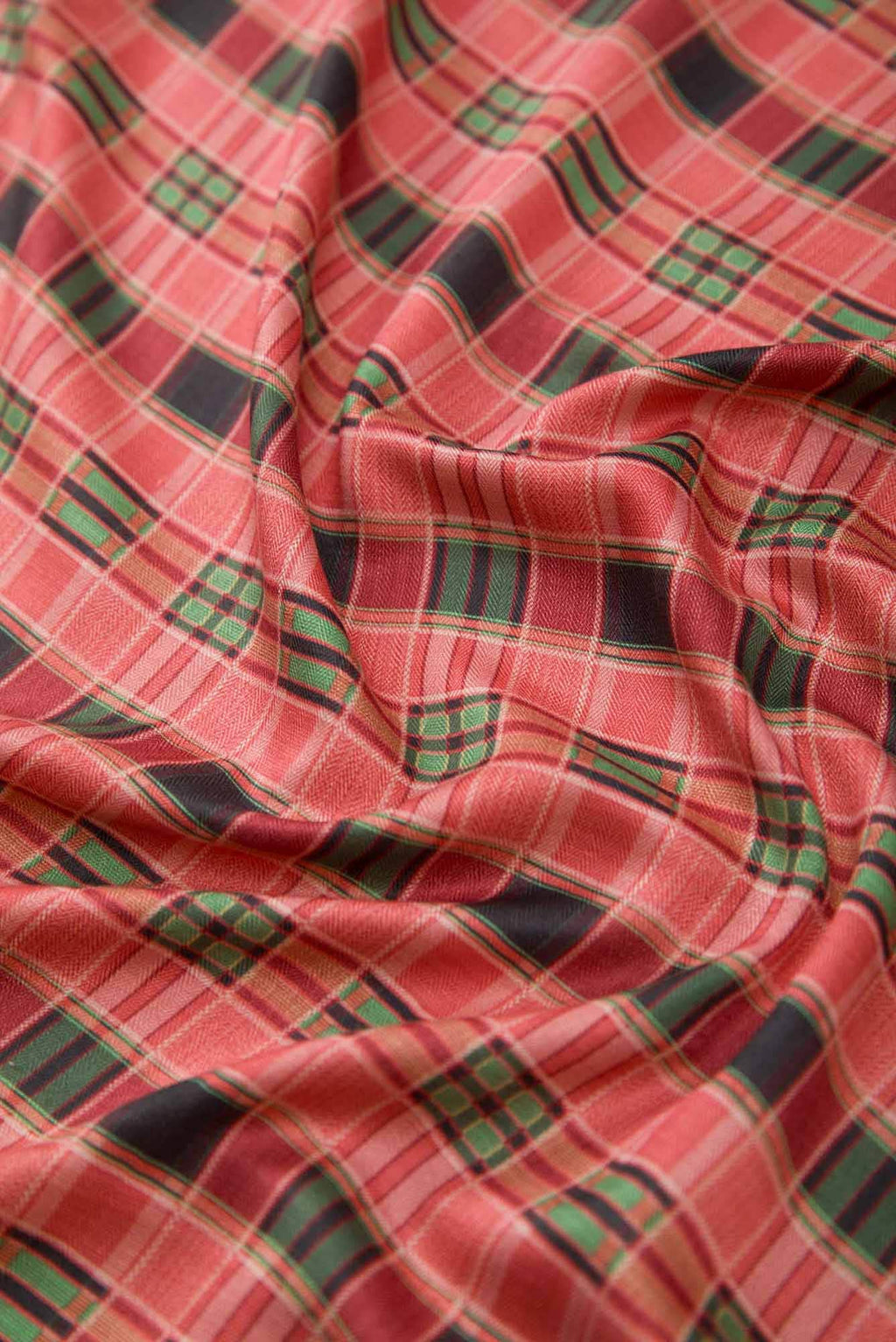 Peach Green and Black Pashmina Silk Dress Material