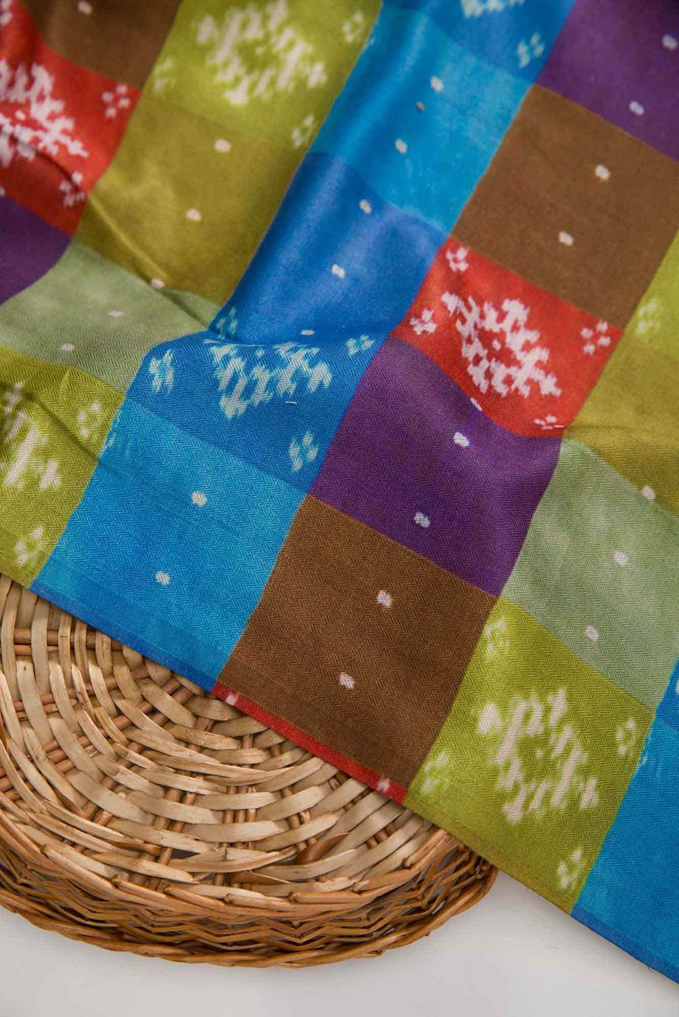 Purple Green and Red Pashmina Silk Dress Material