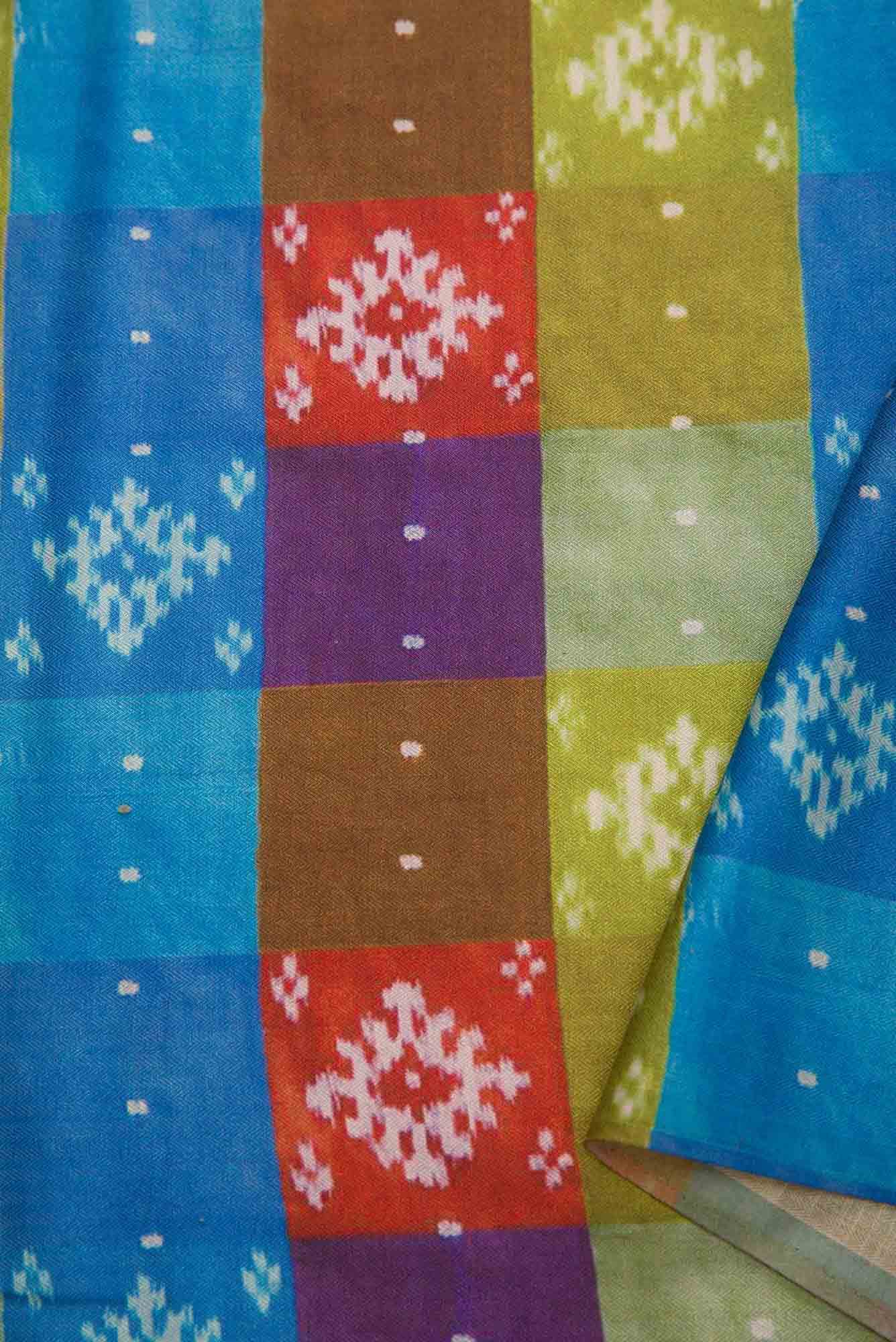 Purple Green and Red Pashmina Silk Dress Material