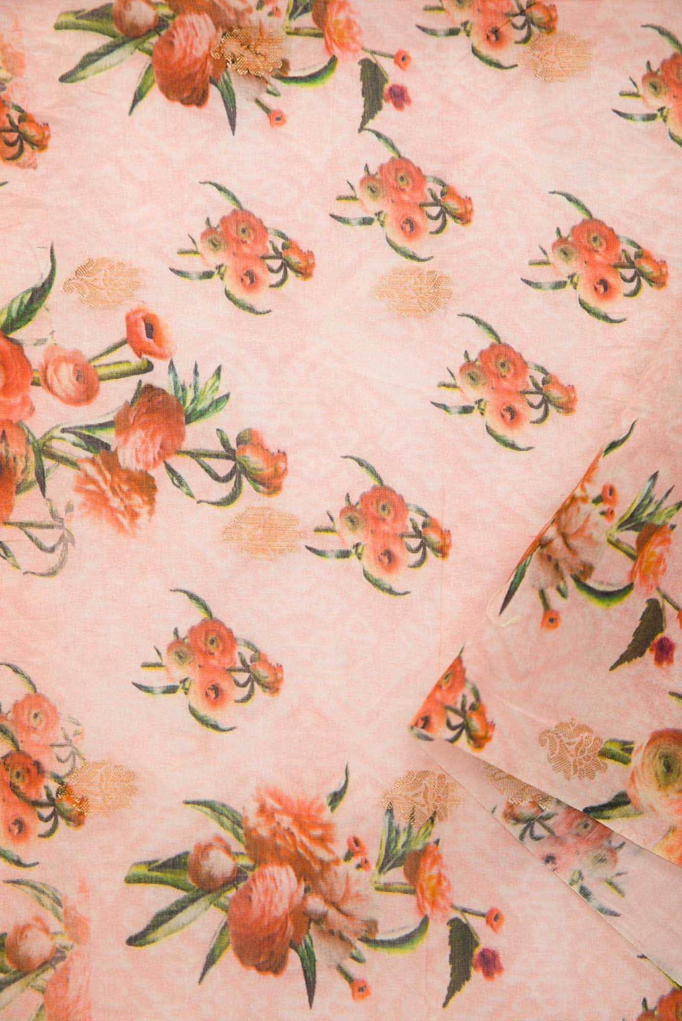 Peach Chanderi Silk Dress Material