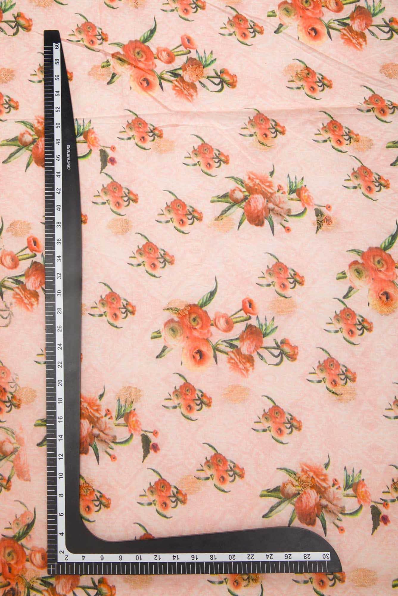 Peach Chanderi Silk Dress Material