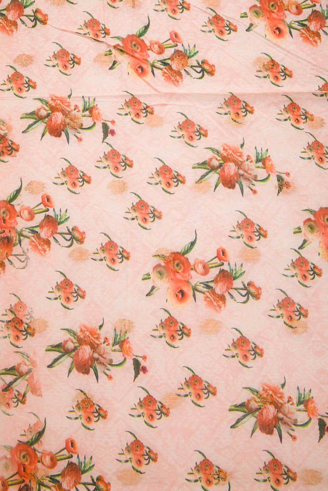 Peach Chanderi Silk Dress Material
