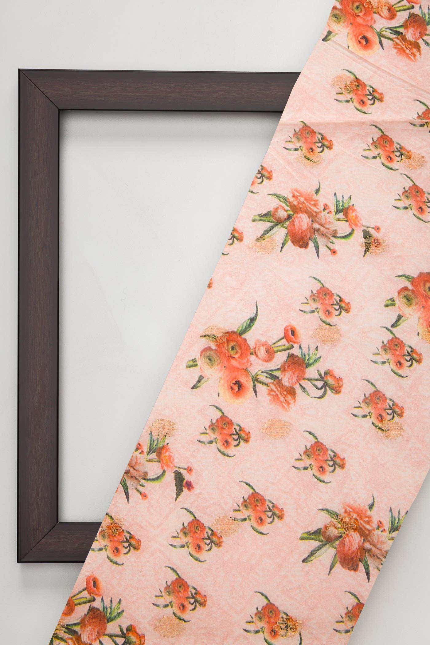 Peach Chanderi Silk Dress Material