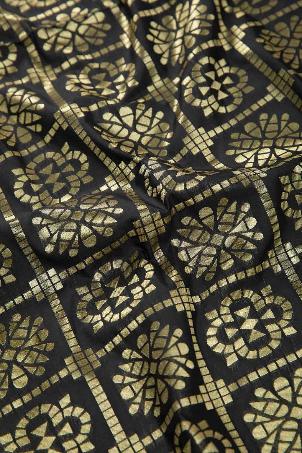 Black Blended Banarasi Silk Dress Material