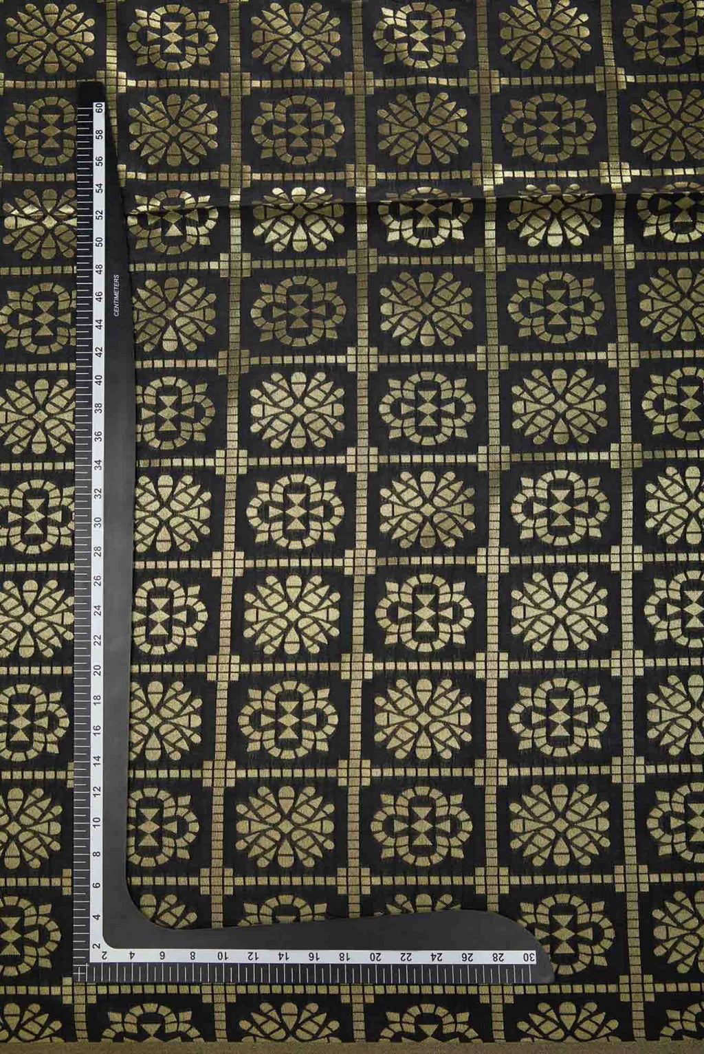 Black Blended Banarasi Silk Dress Material