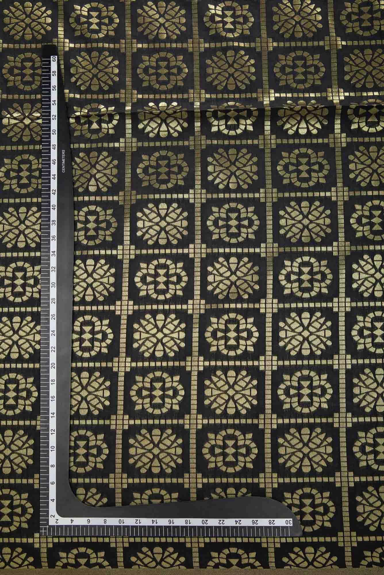 Black Blended Banarasi Silk Dress Material