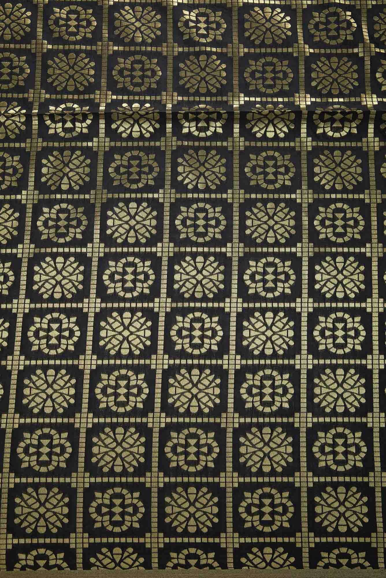 Black Blended Banarasi Silk Dress Material