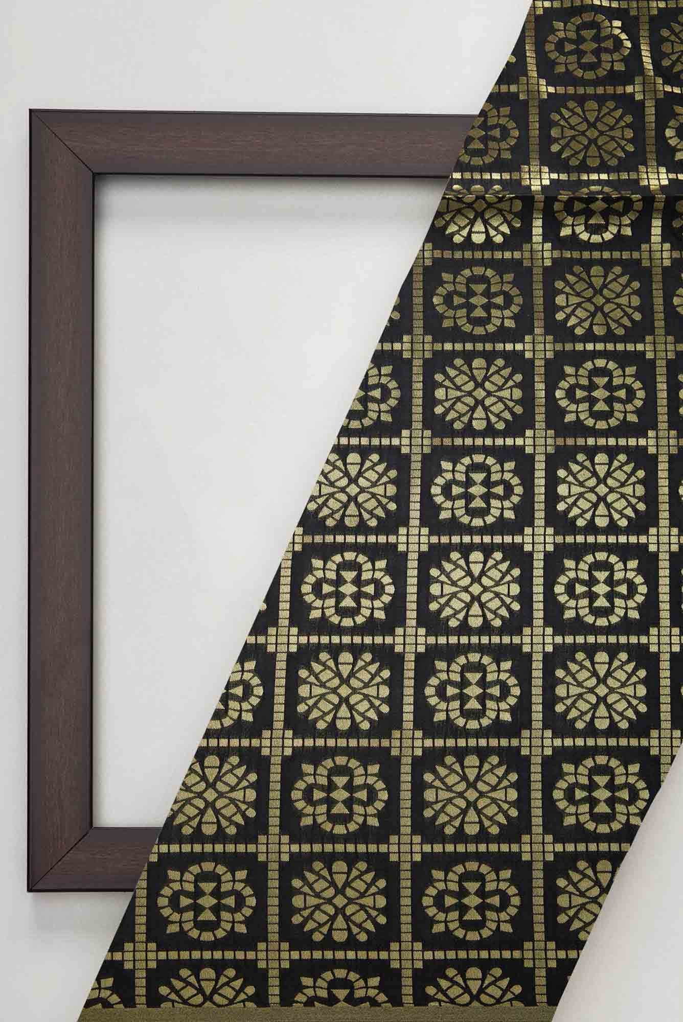 Black Blended Banarasi Silk Dress Material