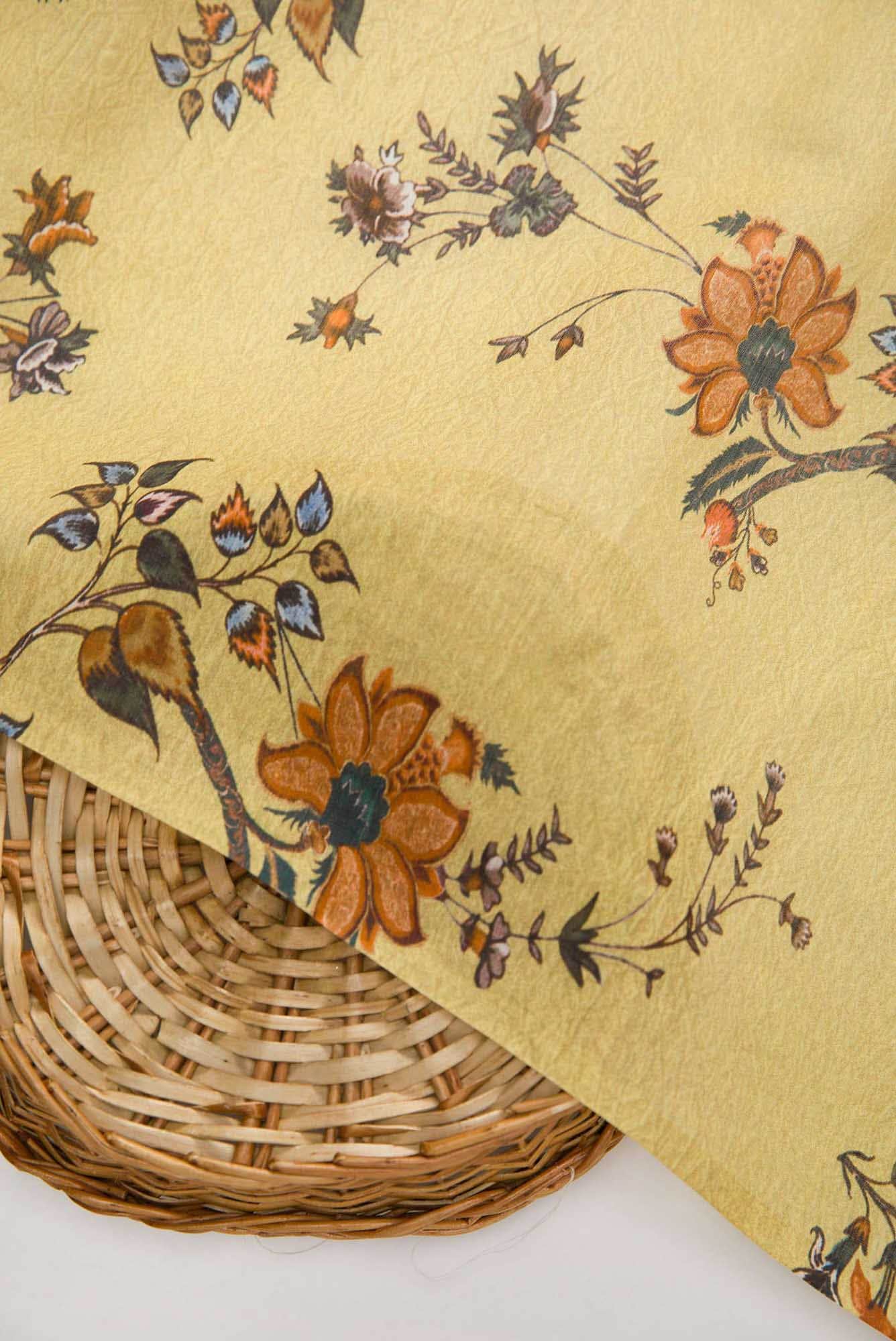 Yellow Chanderi Silk Dress Material