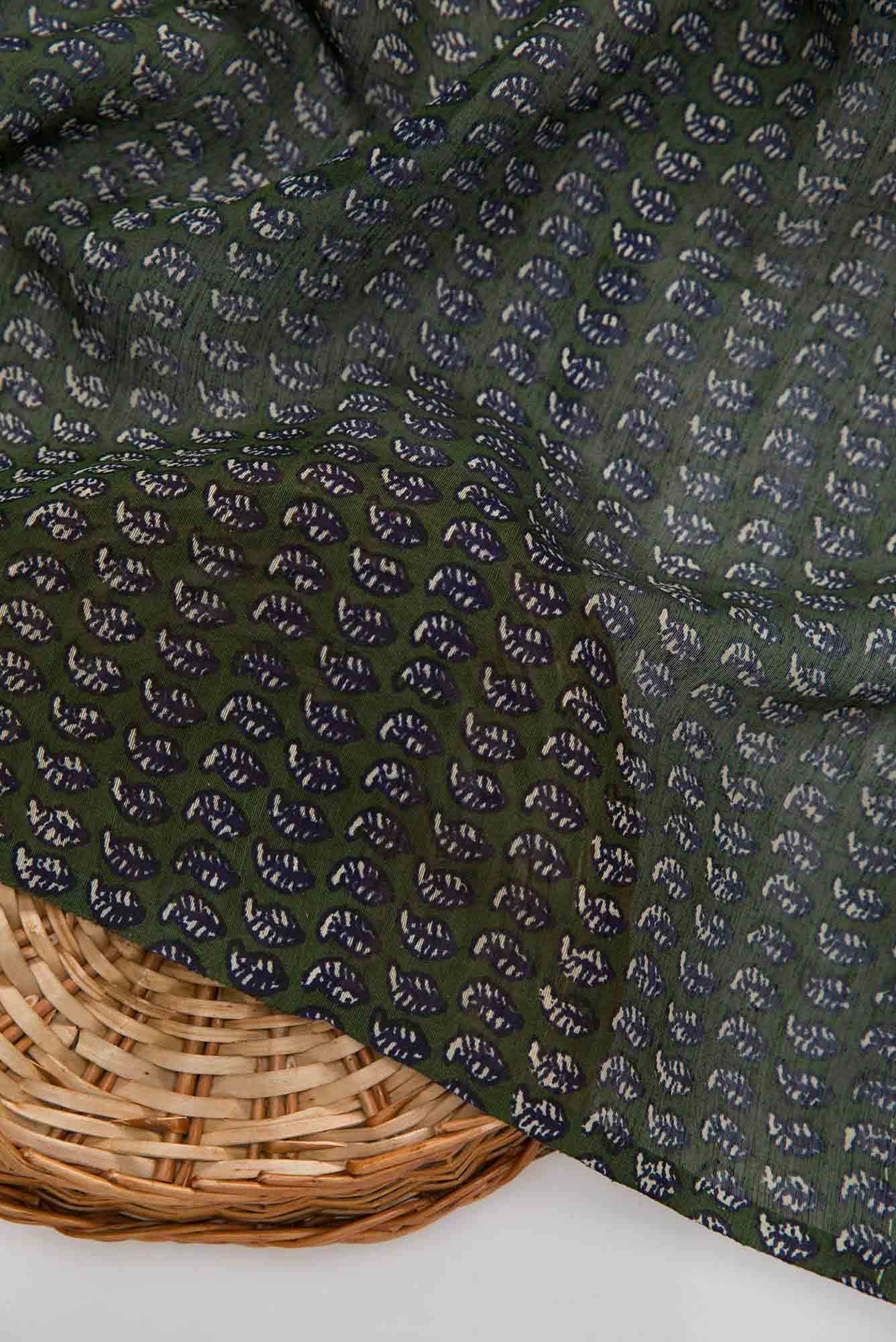 Green Chanderi Silk Dress Material
