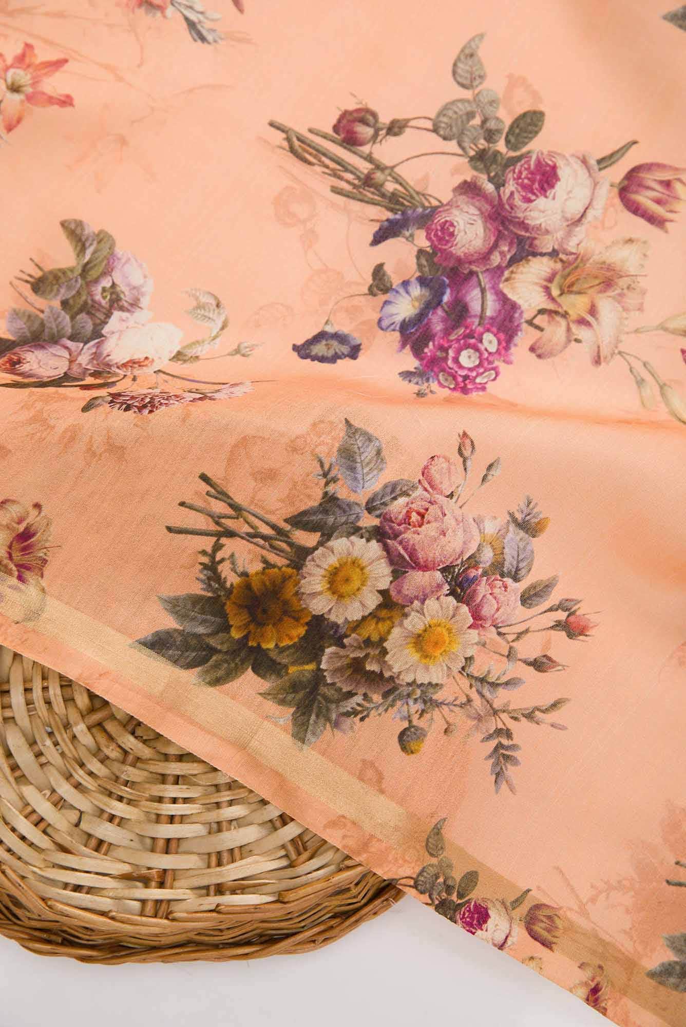 Peach Chanderi Silk Dress Material