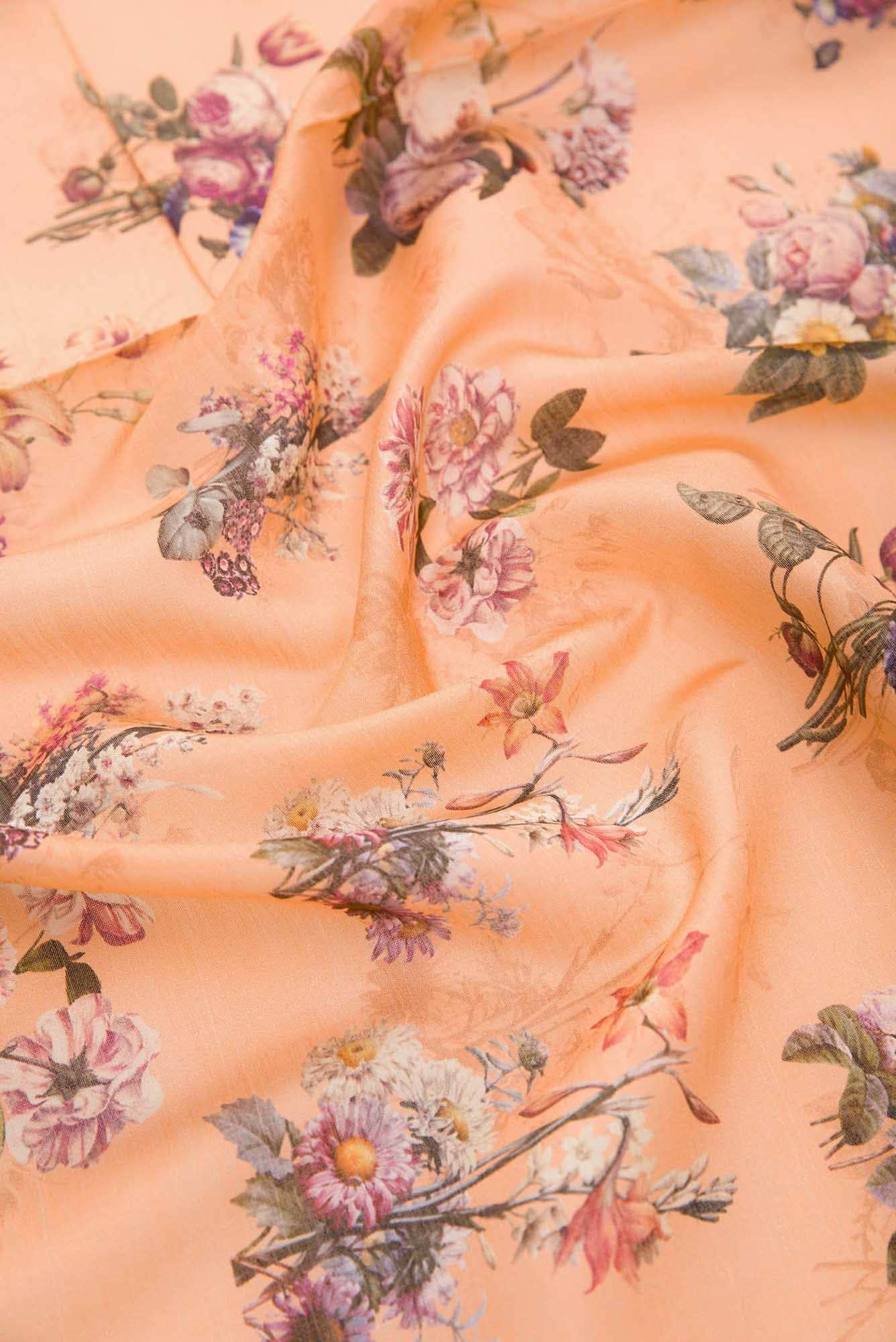 Peach Chanderi Silk Dress Material