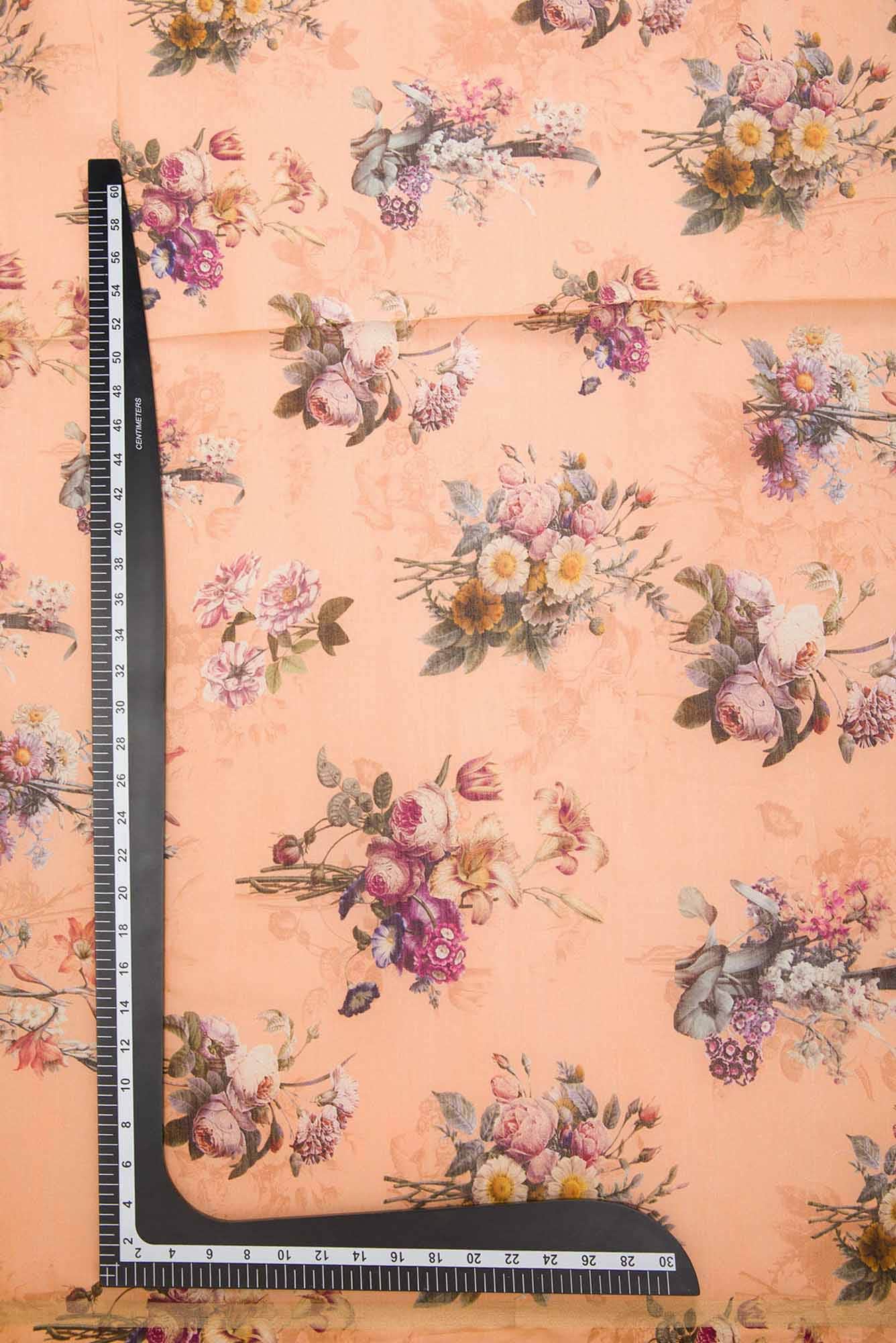 Peach Chanderi Silk Dress Material
