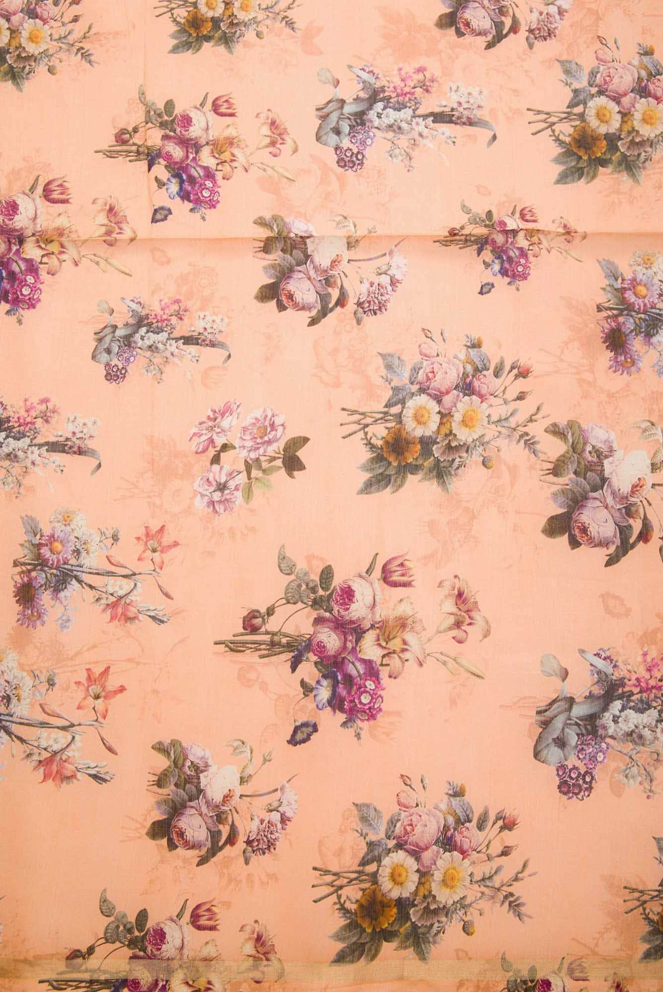 Peach Chanderi Silk Dress Material