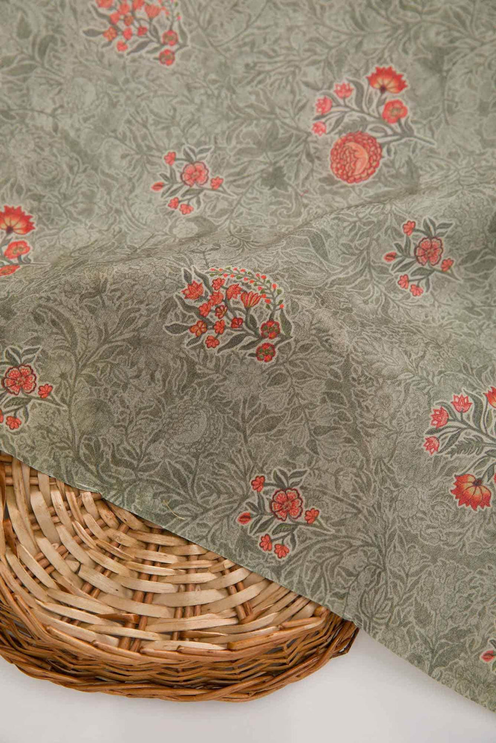 Grey Chanderi Silk Dress Material