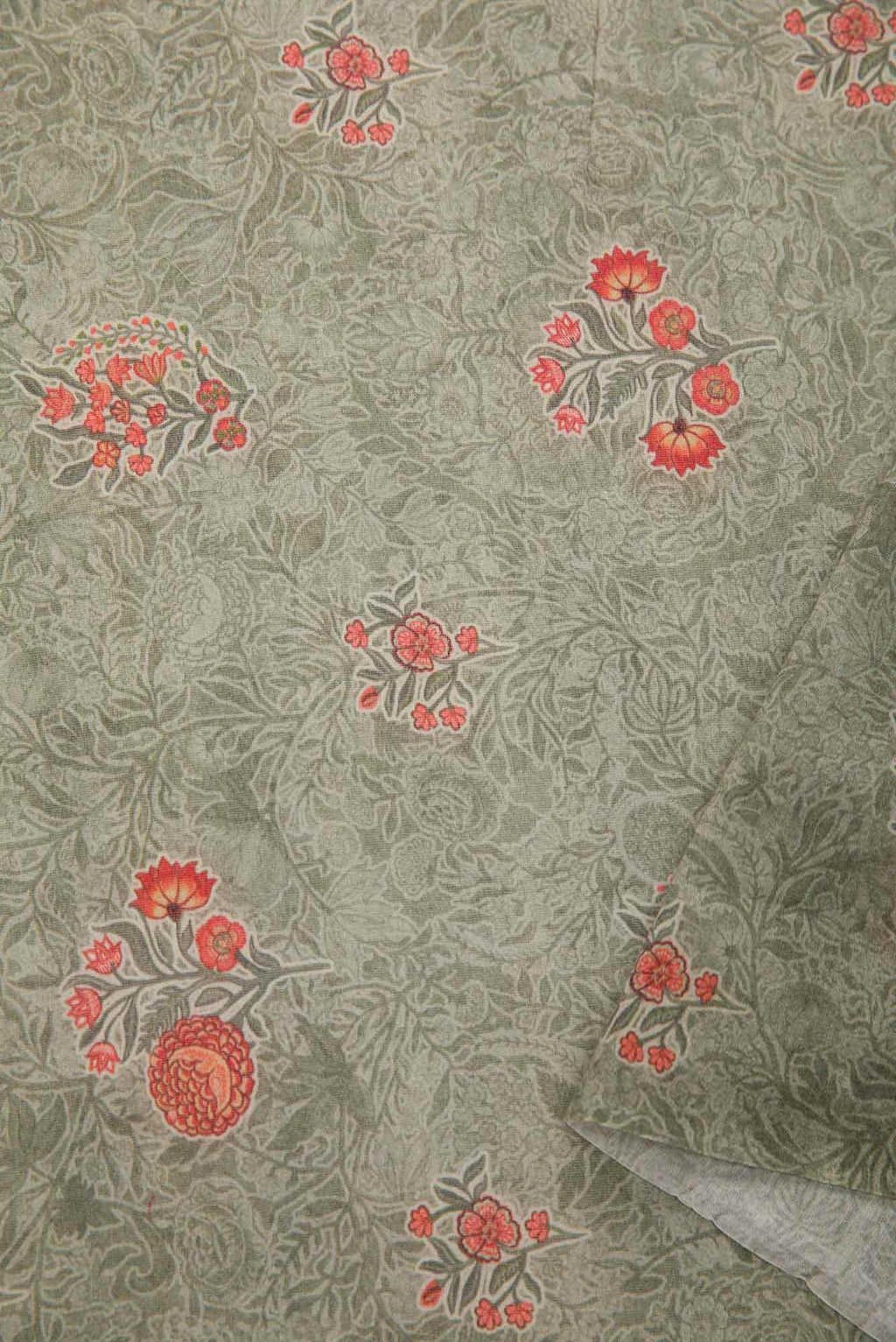 Grey Chanderi Silk Dress Material