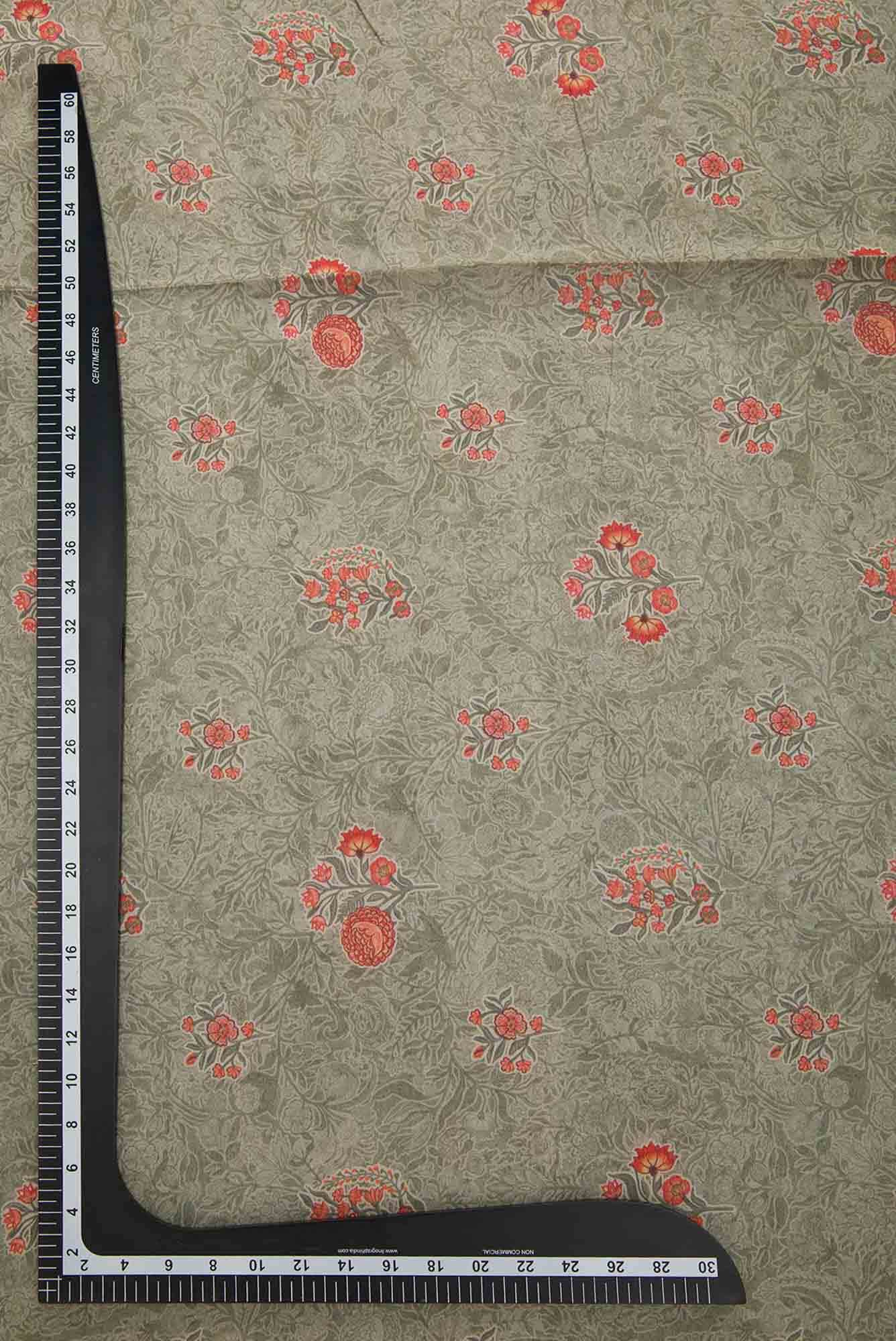 Grey Chanderi Silk Dress Material