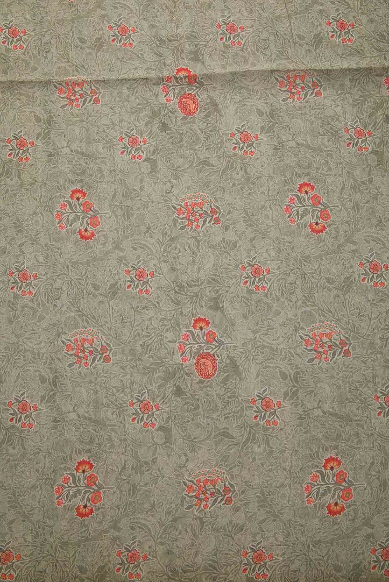 Grey Chanderi Silk Dress Material