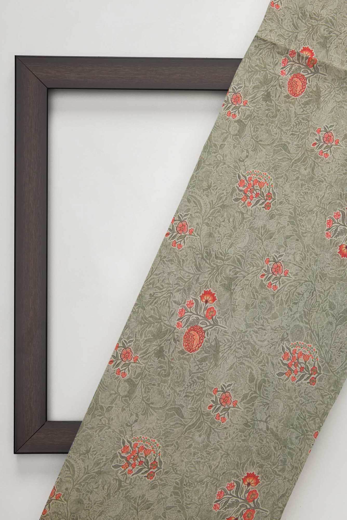 Grey Chanderi Silk Dress Material
